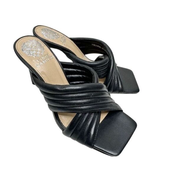 Vince Camuto Slide Crisscross Sandals Size 6 Black Sarendie Quilted Strap - Picture 1 of 11